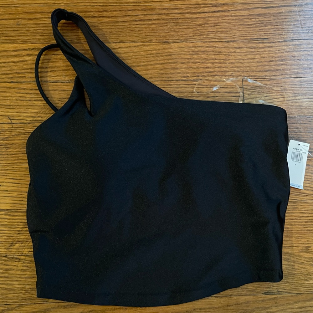 NWT Old Navy Active Black One Shoulder Workout Excercise Bra Crop Top Bralette
